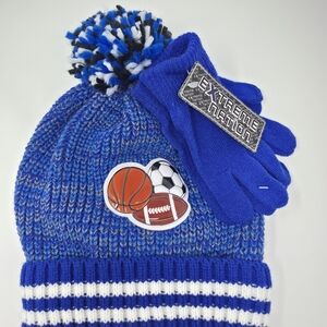 Blue Kids Winter Hat and Gloves Set